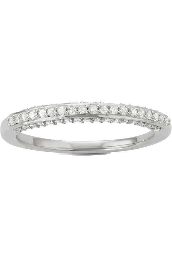 1/3 Carat Total Weight (cttw) Diamond Band - Sterling Silver with High Rhodium Finish Wedding Ring - for Women (Size: 7)