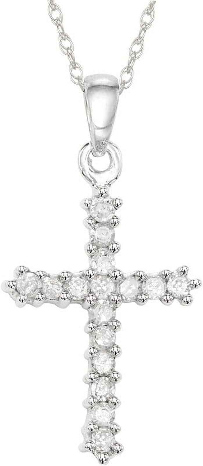 MyDiamondBox 1/4 CT Diamond Cross Pendant Necklace in 10KT White Gold - For Women and Girls