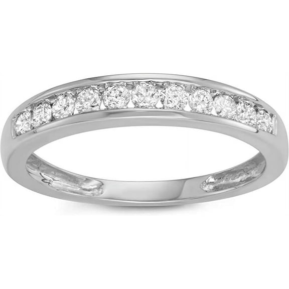 MyDiamondBox 1/4 Carat Total Weight (cttw) 10K White Gold Channel Set Diamond Wedding Band - For Women (Size: 5)
