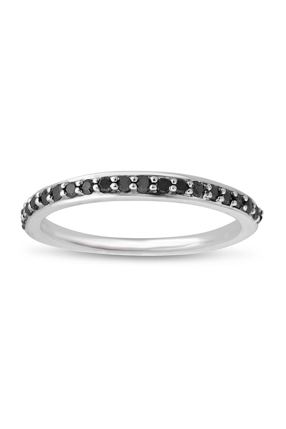 1/4 Carat Total Weight (cttw) 14K Gold, Black Diamond Stackable Band for Women (Size: 5)