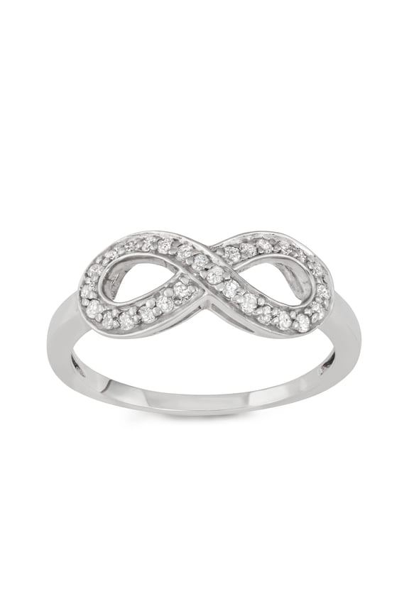 1/4 Carat Total Weight (cttw) Sterling Silver White Diamond Infinity Ring for Women (Size: 7)