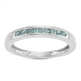 thumbnail image 1 of MyDiamondBox 1/4 Carat Total Weight (cttw) White Gold, Sterling Silver Channel Set Blue-Diamond Wedding Band for Women (Size: 7), 1 of 2