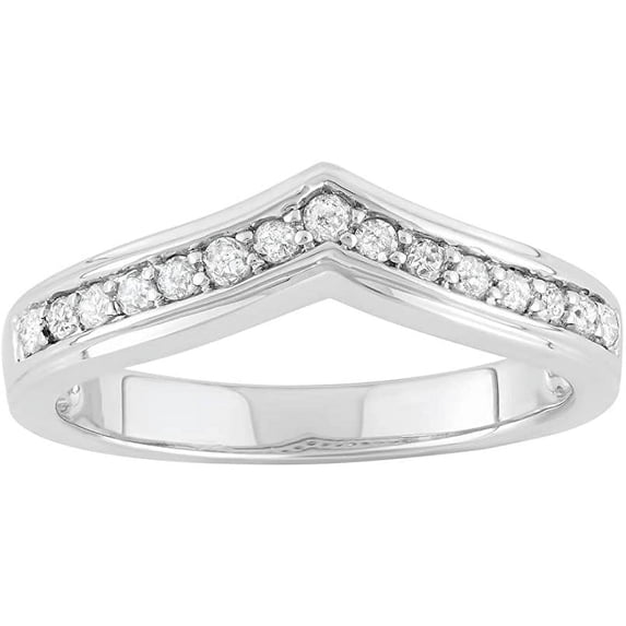 MyDiamondBox 1/4 Carat Total Weight (cttw) White Gold Sterling Silver White Diamond Band Bridal Ring - For Women for (Size: 8)