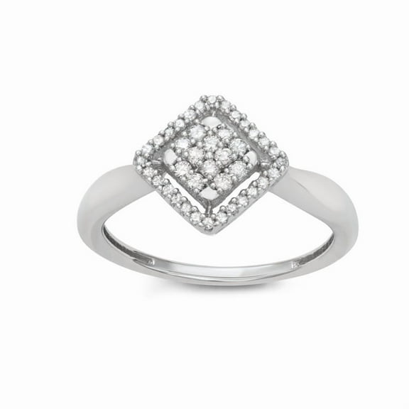 MyDiamondBox 1/4 cttw White Diamonds Square/Princess Motif Diamond Cluster Engagement Ring Crafted in 10KT White Gold Real Diamond Ring for Women, US5