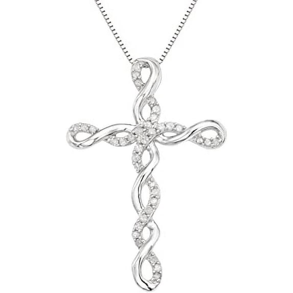 MyDiamondBox 1/5 CTTW Diamond Cross Pendant Necklace for Women in Sterling Silver White Gold Plated Religious Jewelry Elegant Faith Gift for Her Anniversary Birthday Classic Style Piece