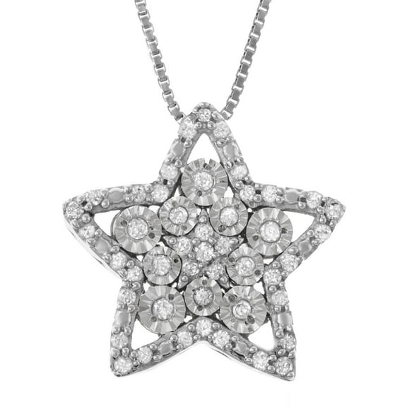 MyDiamondBox 1/5 CTTW Miracle Plate Star Diamond Pendant Necklace in Sterling Silver