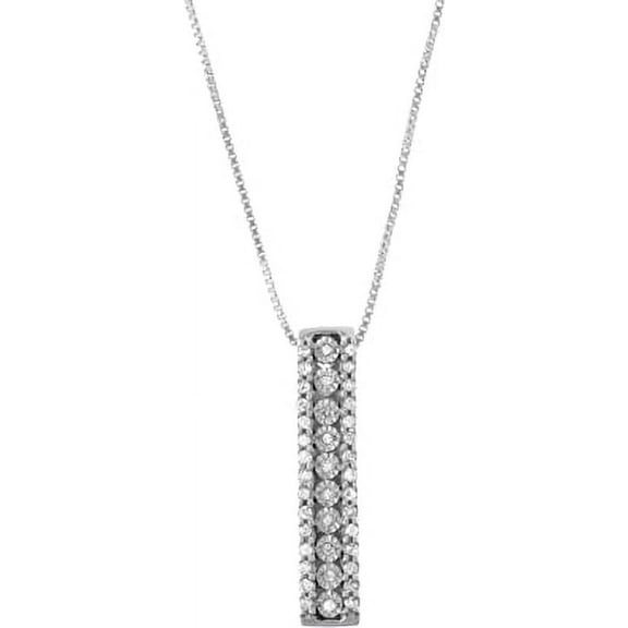 MyDiamondBox 1/5 CTTW Sterling Silver miracle plate White Diamond Stick Pendant Necklace (I-J, White, I1-I2) - For Women