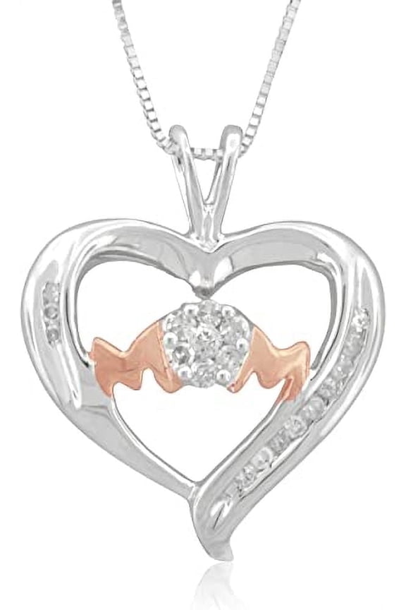 1/5 Carat Total Weight (cttw) Diamond Heart "MOM" Pendant Necklace for Women - For Women