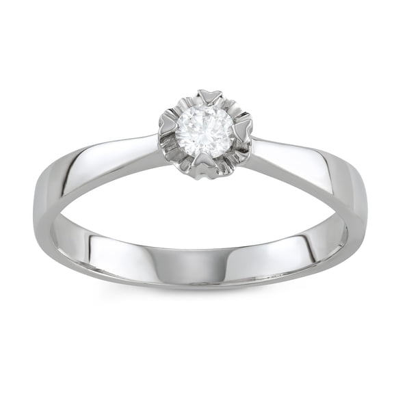 MyDiamondBox 1/6 ct White Diamond Classic Solitaire Engagement Ring crafted in 10KT White Gold Real Diamond Ring for Women, US5