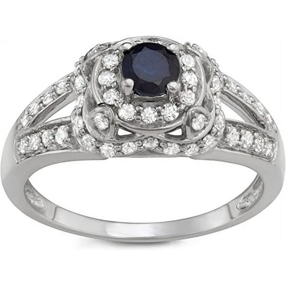 MyDiamondBox 1 Carat Total Weight (cttw) 14K Wedding Rings with Blue Sapphire Gemstone - Diamond Bridal Ring for Women (Ring Size: 6)