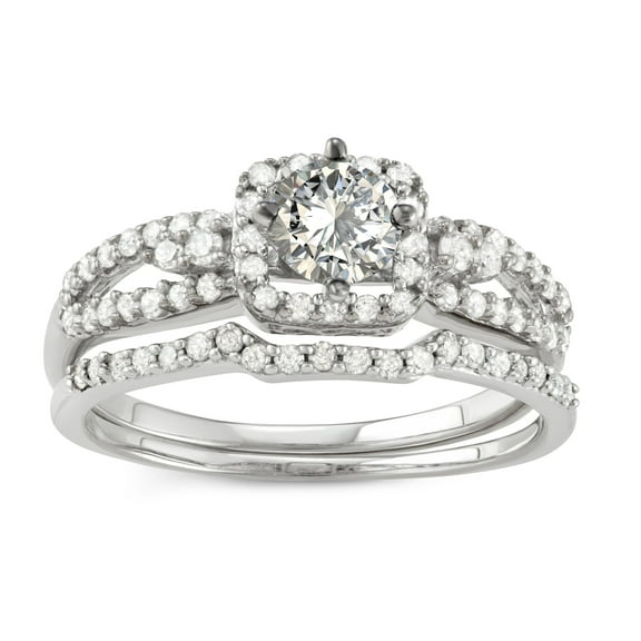 MyDiamondBox 10KT White Gold 1CTTW Diamond Bridal Ring Set
