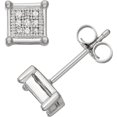 thumbnail image 1 of MyDiamondBox 10Kt White Gold 1/10 Cttw Diamond Square Shape Studs - Earrings for Women, 1 of 1