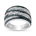 thumbnail image 1 of MyDiamondBox 3/4 CTTW 925 Sterling Silver Blue & White Round Colored Diamond Cocktail Highway Ring Band For Women, 1 of 3