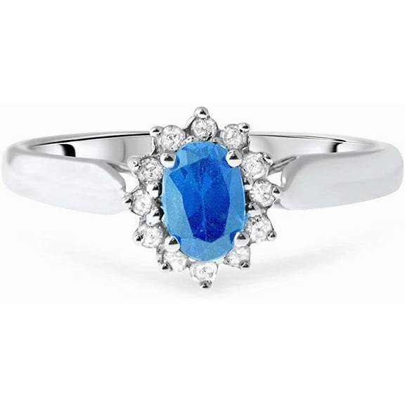 MyDiamondBox 3/4 Carat Total Weight (cttw) Sterling Silver Synthetic White and Blue Topaz Ring for Women (Size: 6)