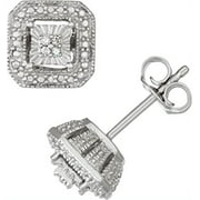 MyDiamondBox 925 Sterling Silver Diamond Stud Earrings - Solitaire Look, Square Shape Stud Earrings - for Women and Girls