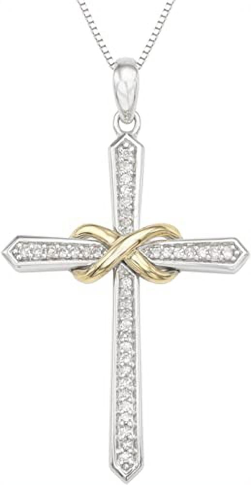 MyDiamondBox Sterling Silver 0.14 CTTW Diamond Cross Pendant Necklace - For Women and Girls
