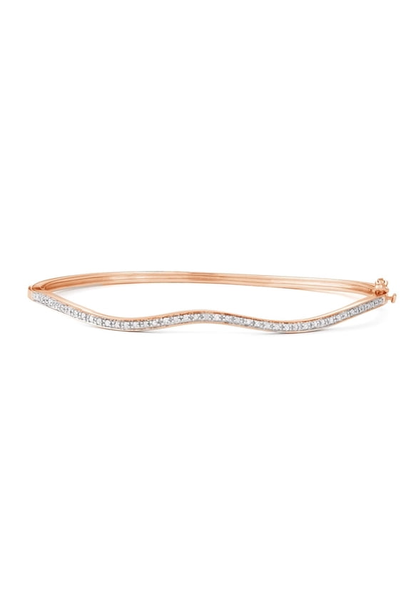 Sterling Silver 1/10 CTTW Diamond Bangle Bracelet for Women, Elegant Diamond Fashion Jewelry for Daily Wear, Anniversary Birthday Gift, Polished Silver Wrist Bracelet with Classic Style