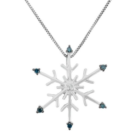 MyDiamondBox Sterling Silver 1/20 (cttw) White Diamond Snowflake Pendant Necklace for Women