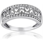 MyDiamondBox Sterling Silver 1/4CTTW Diamond Heart shape Wedding Ring with Rhodium plating - For Women and Girls