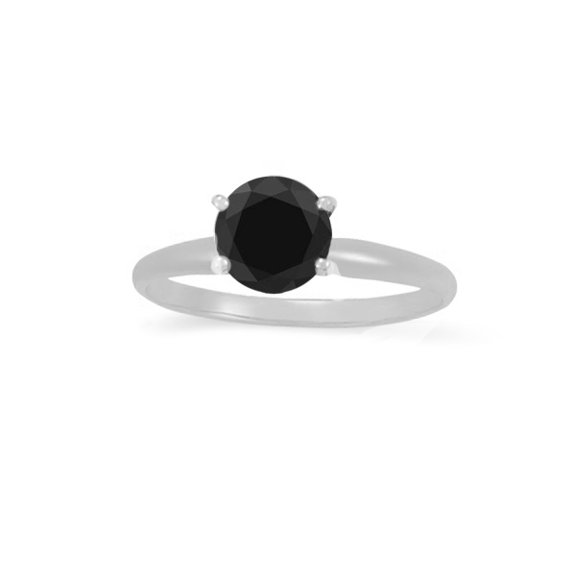 MyDiamondBox Sterling Silver 2 CTTW Solitaire Black Diamond ring