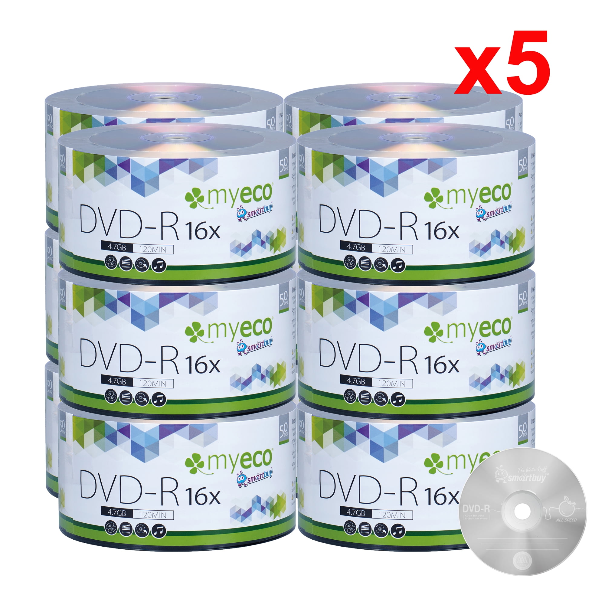 MyEco 3000 Pack DVD-R DVDR 16X 4.7GB/120Min Logo Top Write Once Blank Media Record Disc