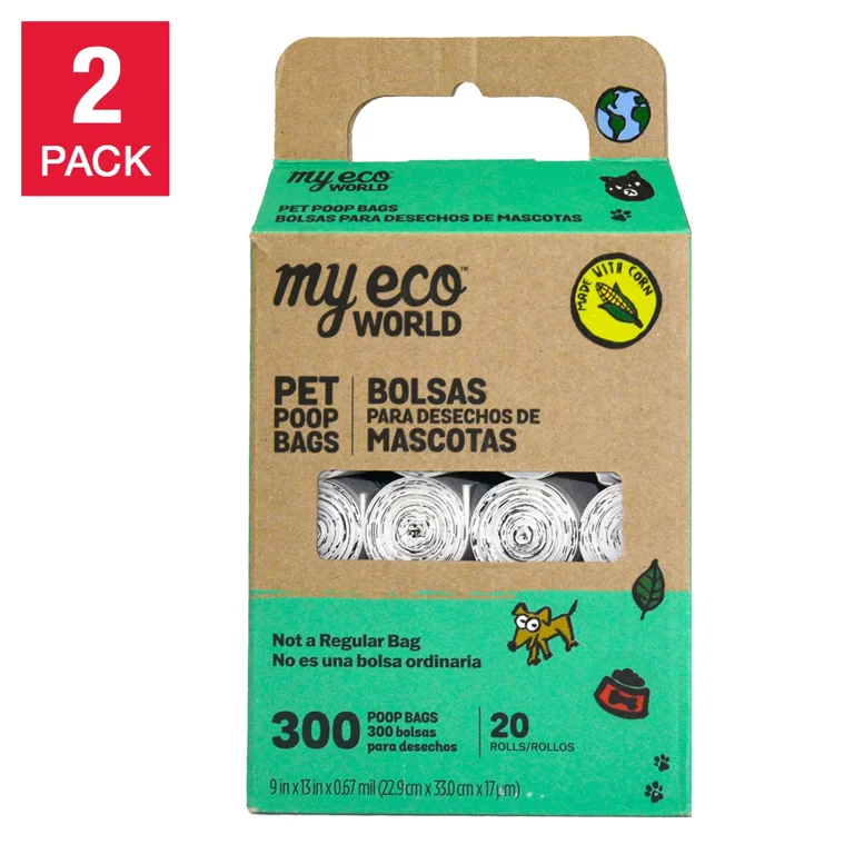 MyEco World Poop Bags 40 Roll Pack, 600 Bags - Walmart.com