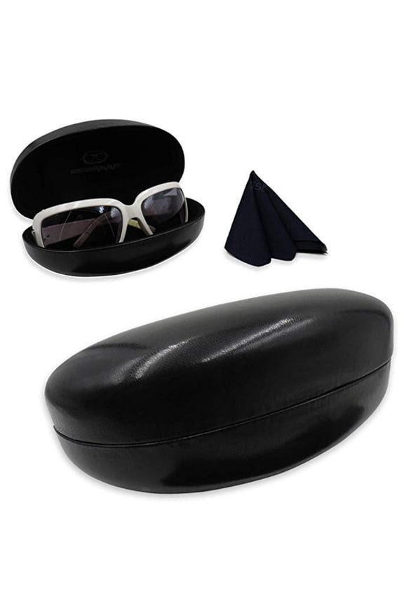 Large Hard Sunglasses Case | fits Large to Extra Large Sunglasses (AS413 Smooth Black)