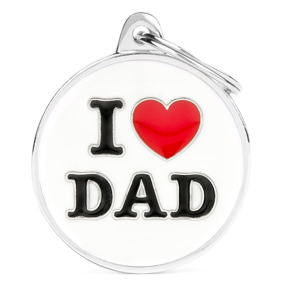 MyFamily I Love Dad Engravable Pet ID Tag, White