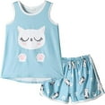 thumbnail image 1 of MyFav Big Kids Girls Sleeveless Pajama Sets Cute Panda Polka Dot Sleepwear Loungewear, 1 of 6
