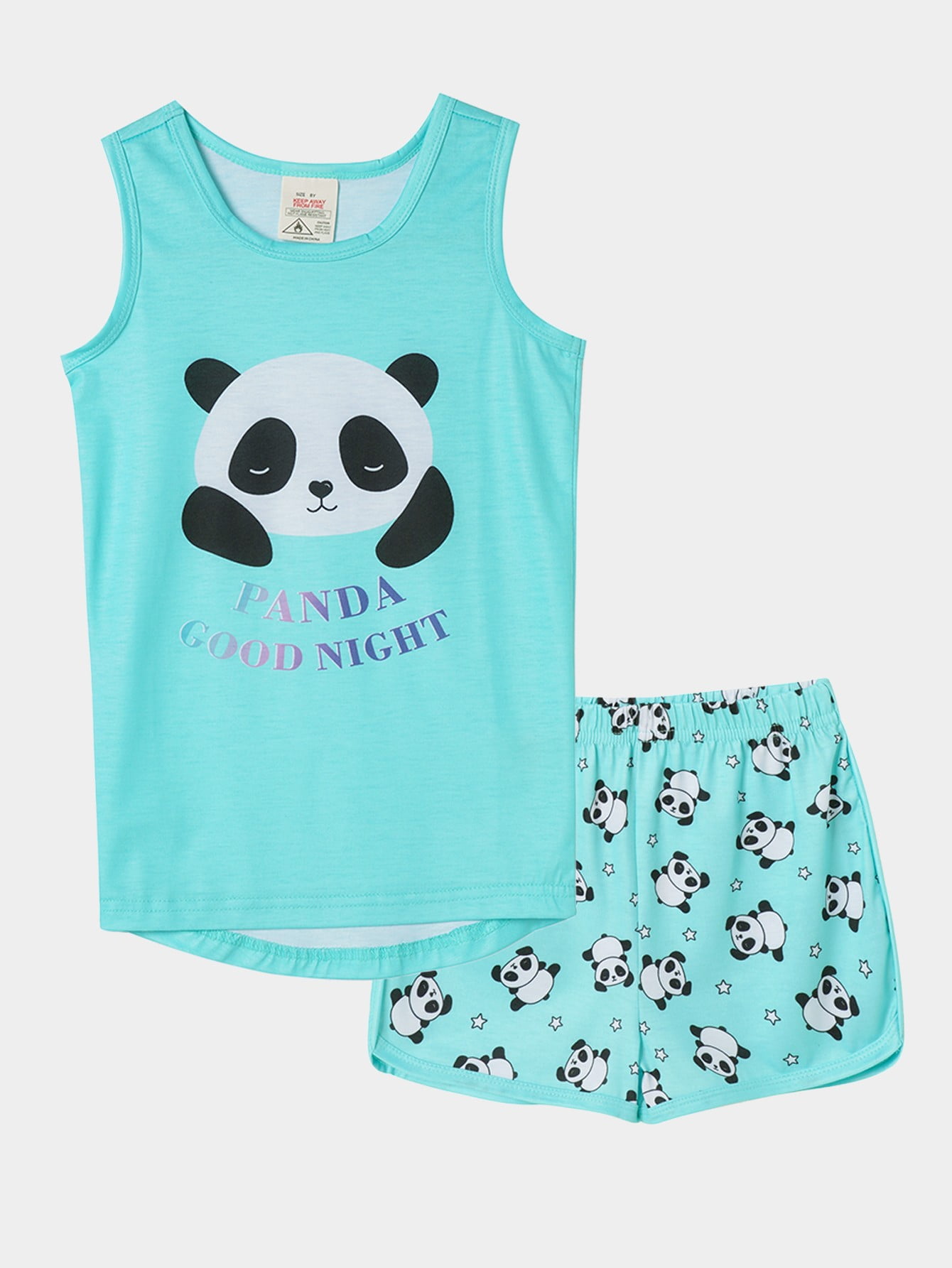 MyFav Big Kids Girls Sleeveless Pajama Sets Cute Panda Sleepwear