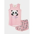 thumbnail image 1 of MyFav Big Kids Girls Sleeveless Pajama Sets Cute Panda Sleepwear Loungewear,6-14Y, 1 of 5