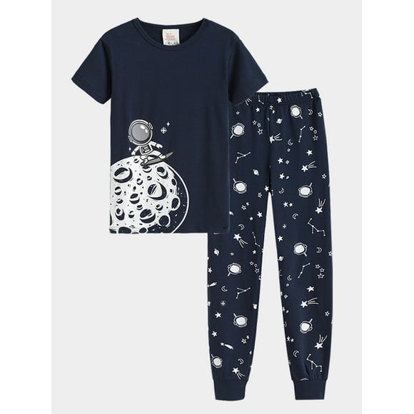 MyFav Boys Pajamas Pant and T-Shirt Sets 2 Piece Summer Pajama Bottom and Sleep Shirt Sleepwear Sets for Kids