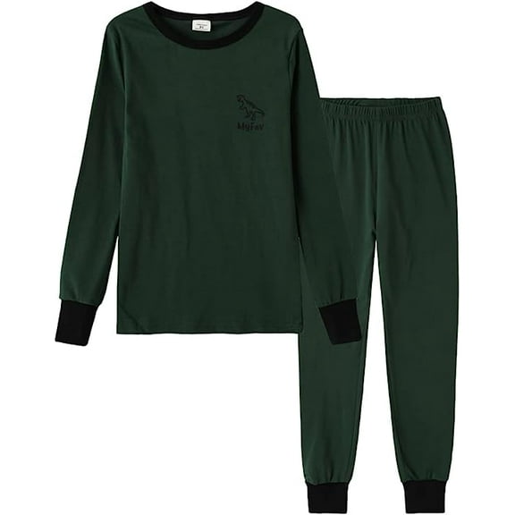 MyFav Boys Pajamas Set Cotton Dinosaur Christmas Sleepwear Solid Colors Little Big Boys 2 Piece Pajama Set