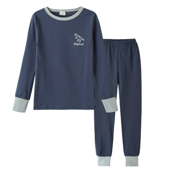 MyFav Boys Pajamas Set Cotton Dinosaur Christmas Sleepwear Solid Colors Little Big Boys 2 Piece Pajama Set