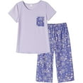 thumbnail image 1 of MyFav Women's Capri Pajama Sets 2-Piece Top & Capri Pants Sleepwear Set,Purple,L, 1 of 5