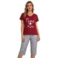 thumbnail image 1 of MyFav Women's Capri Pajama Sets Plus Size Sleepwear Top with Capri Pants 2 Piece Loungewear Set,2XL, 1 of 7