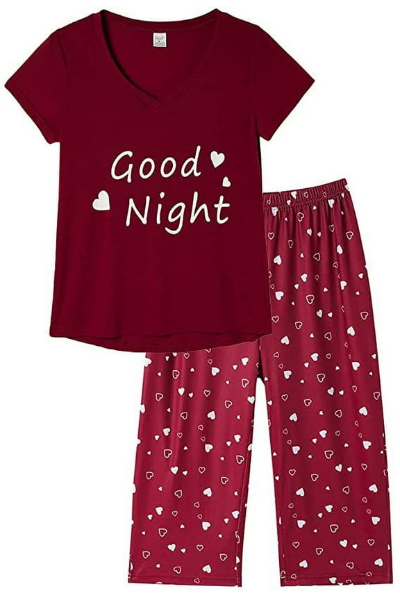 Women's Capri Pajama Sets Plus Size Sleepwear Top with Capri Pants 2 Piece Loungewear Set,3XL