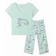 thumbnail image 1 of MyFav Women's Capri Pajama Sets Plus Size Sleepwear Top with Capri Pants 2 Piece Loungewear Set,Green Cat,M, 1 of 7