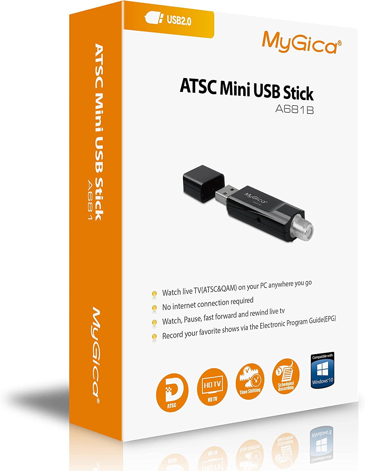MyGica Hybrid USB TV Tuner, ATSC/Clear QAM HDTV for PC Laptop Windows10