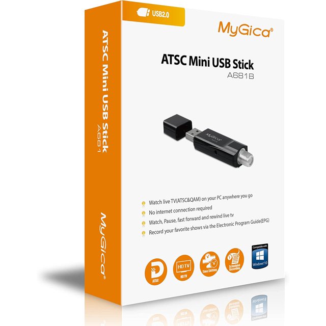 MyGica Hybrid USB TV Tuner, ATSC/Clear QAM HDTV for PC Laptop Windows10