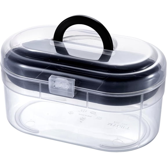 MyGift 11 x 7 Inch Clear Plastic Storage Case with Handle and Removable Tray Portable Organizer Box for Crafts Sewing First Aid Supplies Jewelry Makeup Travel Use