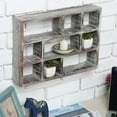 thumbnail image 1 of MyGift 15 Inch Rustic Torched Brown Wood Wall Mountable Display Shelf, 9 Compartment, 1 of 5