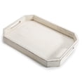 thumbnail image 1 of MyGift 16 x 12 Inch Rectangular Wood Serving Tray with Cut-out Handles, Whitewashed, 1 of 6