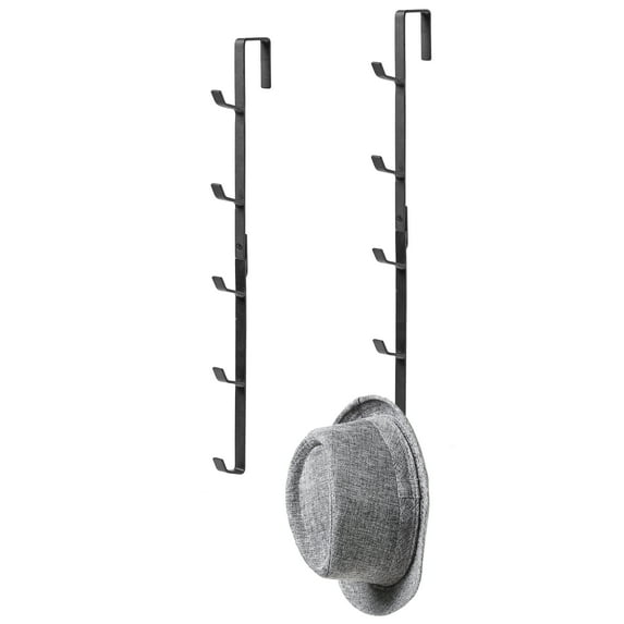 MyGift 2 Piece Over-the-Door Hat Rack in Black, 10 Hooks