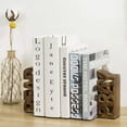 thumbnail image 1 of MyGift 2 Piece Rustic Burnt Wood Tabletop Bookends, Brown, 1 of 7