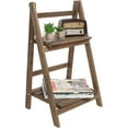 thumbnail image 1 of MyGift 2 Tier Rustic Brown Wood Planter Pot Display Stand, 1 of 7