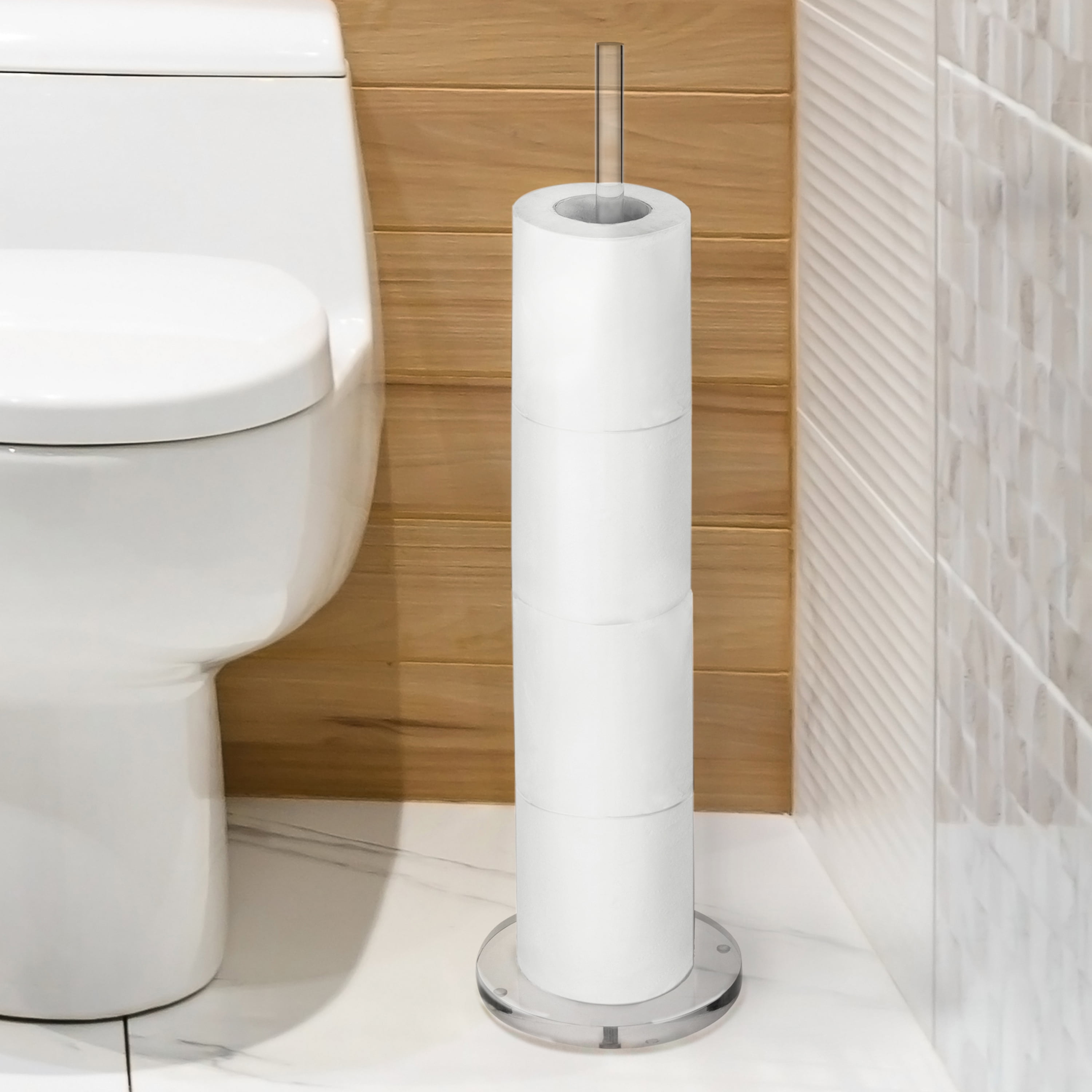 MyGift 20 Inch Clear Acrylic Freestanding Toilet Paper Holder