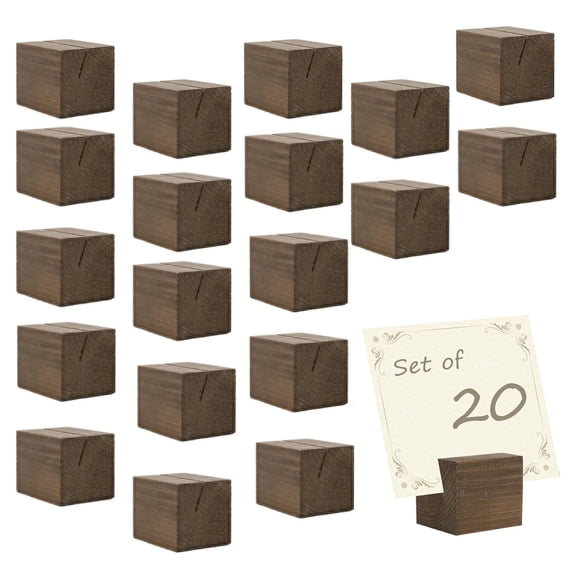 MyGift 20 Piece Wooden Cube Name Place Card Holders, Sign Display Menu Holders for Wedding Party