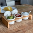 thumbnail image 1 of MyGift 3.5-Inch Ceramic Condiment Dip Sauce Ramekins Set with Bamboo Sampler Tray, 1 of 5
