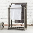 thumbnail image 1 of MyGift 3-Bar Wood Gray Towel and Quilt Rack Stand For Kitchen and Bathroom with Bottom Shelf, 1 of 6